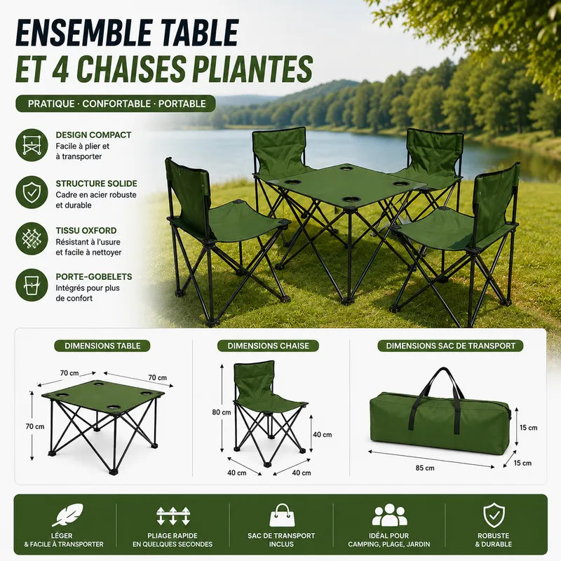 Ensemble de tables et de chaises pliantes