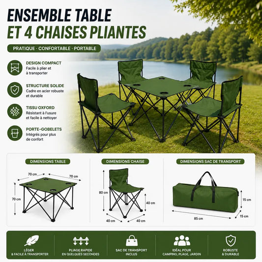 Ensemble de tables et de chaises pliantes